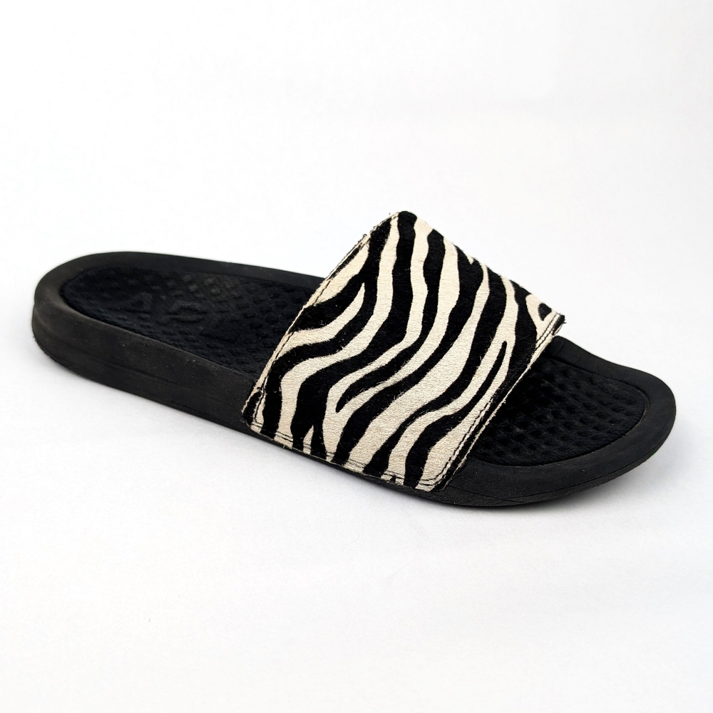 Apl - Zebra Print Pony Hair Slide Sandal Size 9 - image 1
